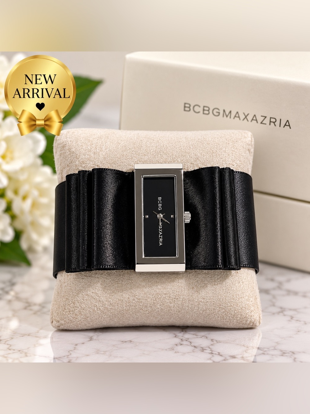 🖤⌚️BCBG Max Azria Black Satin Bow Bracelet Watch⌚️🖤